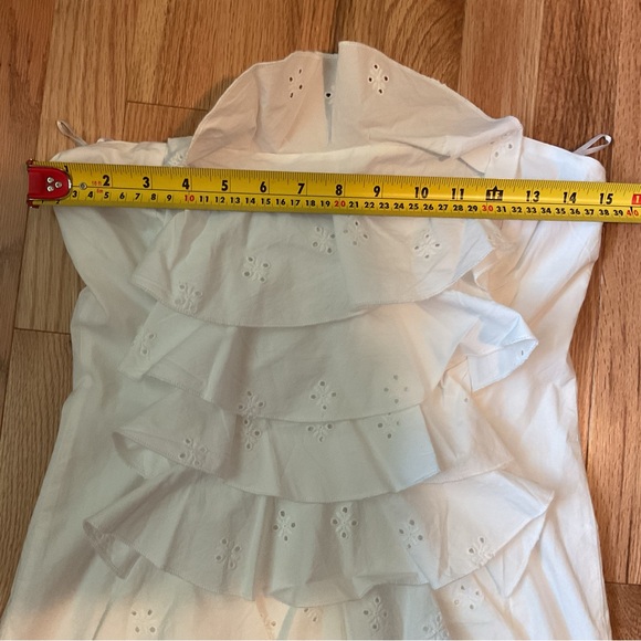 New - Zara white poplin dress embroidered ruffles dainty summer strapless - Picture 8 of 16